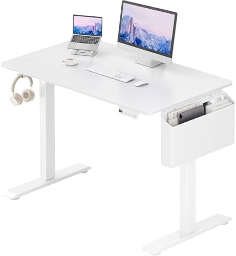KLUVIS White Electric Sit to Stand Desk, 40 Inch