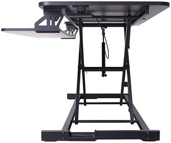 Rocelco Sit/Stand Desk Riser - 33 lb Load Capacity - 21.3" Height x 43" Width x 20.5" Depth - Desktop, Desk - Black - For Monitor, Notebook, Keyboard - Keyboard Tray, Ergonomic, Grommet, Cable