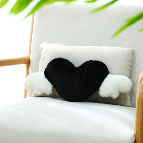 Macarrie 2 Pcs Heart Plush Car Headrest Pillow Angel Wings