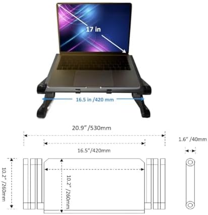 Adjustable Lap Desk Laptop Computer Portable Multifunctional Ergonomic Vented Table Stand Tray Mount Holder(420 * 260mm with Mouse Pad, Black)