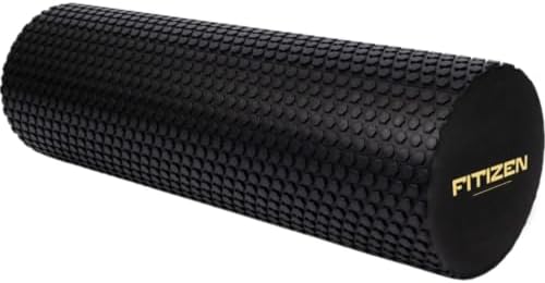Foam Roller for Muscle Massage, Stiff Back Pain Relief, Physical Therapy, Deep Tissue, Exercise Equipment for Home Gym, Stress, Yoga, Pilates for the fit Citizen (Black, Medium 18 x 6 Inches)