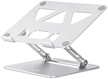 Aoviho Adjustable Laptop Stand for Desk,Portable Laptop Stand Holder and Riser,Foldable Aluminum Notebook Computer Stands for MacBook Air Pro HP Lenovo Dell Samsung Chromebook, 10-15.6 inch, Silver