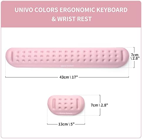 UnivoColors Pink Keyboard Wrist Support and Mouse Wrist Rest Set, Made of Memory Foam Soft Gel, Ergonomic Pad for Computer, Laptop, Mouse, Office, Gaming