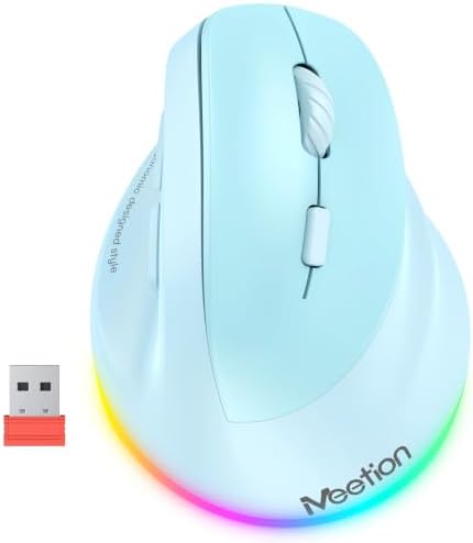 MEETION Ergonomic Wireless Vertical Mouse, Rechargeable, Blue