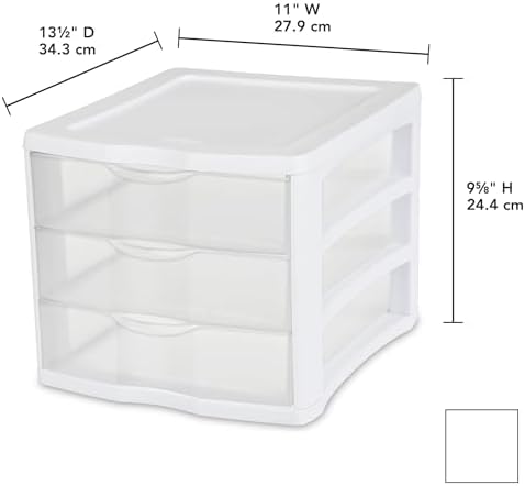 3 Drawer Organizer With Clear Storage Drawers, Desktop And Countertop Storage Unit For Office Supplies, Documents, Crafts, Beauty Essentials And Home Organization, 13 1/2" X 11" X 9 5/8"