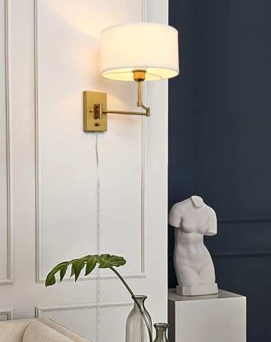 Vintage White Textile Fabric Plug-in Cord Sconce Wall Lighting