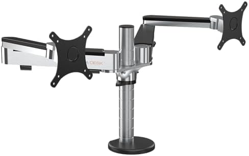 VERSADESK OmniView Dual Monitor Stand - Height Adjustable Arms for 24"-27" Screens - Desk Mount with 360° Rotation - VESA Compatible - Each Arm Supports up to 15lbs | Black