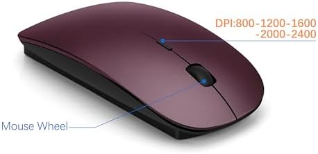 Wireless Keyboard and Mouse Ultra Slim Combo, TopMate - Wine Black