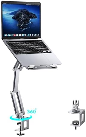 Laptop Stand Desk Mount, Aluminum Adjustable Laptop Arm with Tray