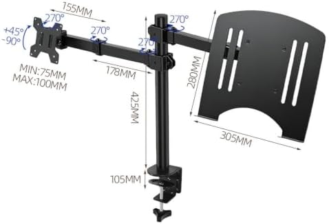 2-in-1 VESA Monitor and Laptop Desk Mount Stand Adjustable Arm