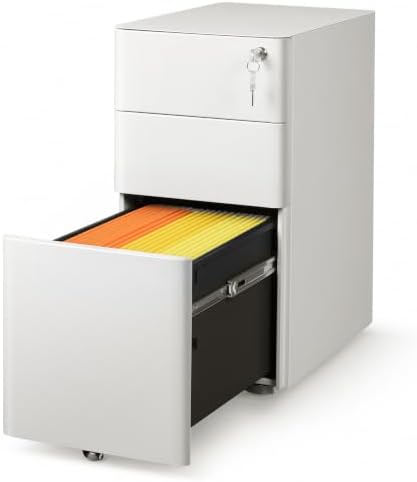 DEVAISE 3 Drawer File Cabinet on Wheels, Fully Assembled Except Casters