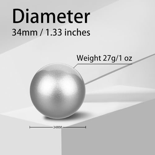 Trackball 34mm/1.34 Inches, Replacement Ball for Logitech M575, M570, MX Ergo, ELECOM, Kensington, Perixx, and Other Compatible Trackball Mice, Glossy- Silver
