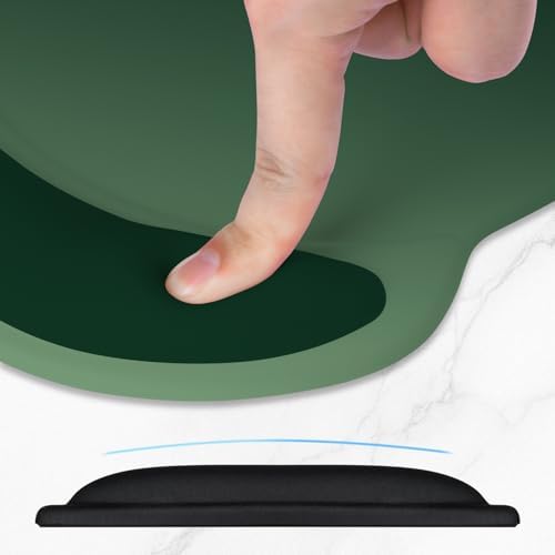 ITNRSIIET Ergonomic Mouse Pad with Comfort Gel Wrist Rest, Non-Slip PU Base, Smooth Textured Surface, Reduces Hand Fatigue & Wrist Pain, 8.7 x 7.2 Inch for Office Gaming Home, Deep Green