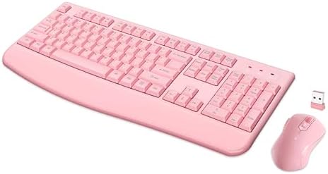 QUASIO Wireless Keyboard Mouse Combo, Windows & Mac Compatible (Pink)