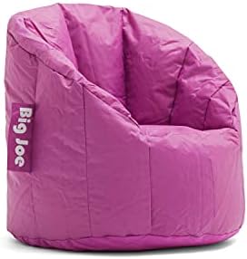 Big Joe Milano Child-Sized Bean Bag Chair for Kids Bedroom and Reading Nook, Pink Passion, Durable Easy-Clean Polyester Nylon Blend, Refillable