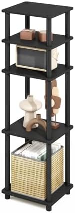 Furinno Turn-N-Tube Storage Shelves, Stackable Standing Shelf, Open Corner Shelf, for Organization and Storage, Living Room, Garage, Home Office, Americano