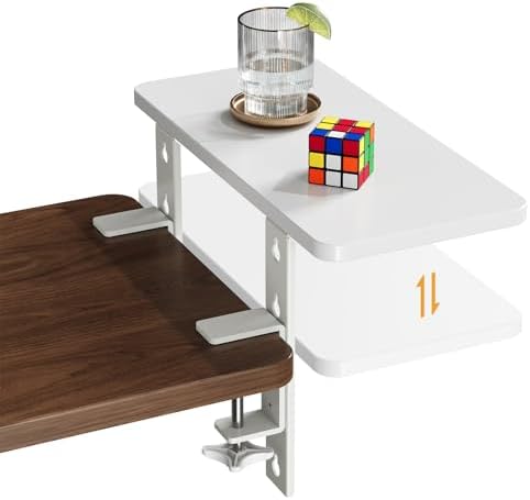3 in 1 Clamp-on Desk Extender Shelf, 15.7×7.5 Inch, White