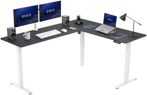VIVO Black 75 x 63 in Corner Standing Desk, DESK-E3CTWB-75