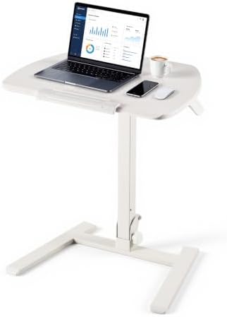 VEVOR Standing Desk, Adjustable Height Mobile Stand Up Desk with Tilting Desktop, 25.6 x 19 in Small Computer Sit Stand Workstation, 33 lbs Capacity, Pneumatic Lift for Home Office, Fully Assembled