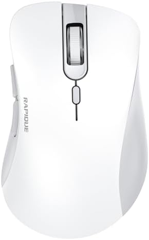 RAPIQUE Wireless Mouse - Dual Bluetooth & 2.4 GHz, White and Grey