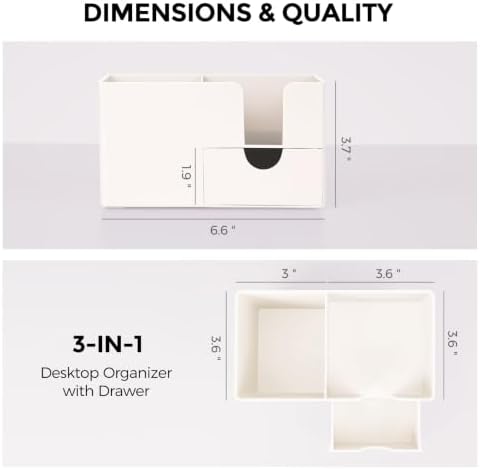 SKYDUE Small Desk Organizer with Sticky Notes Holder,Pen Holder for Desk
