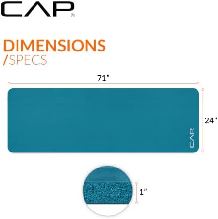 CAP 1" Extra Thick Yoga Mat, Exercise Mat with Strap, Multiple Colors