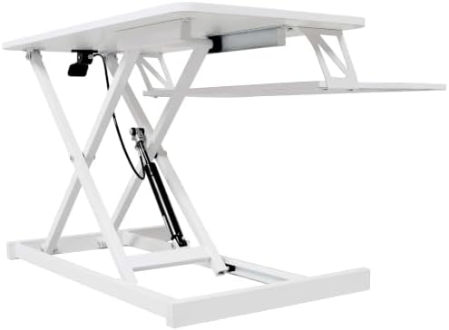 ALEVINE White Adjustable Standing Desk Converter with Keyboard Tray