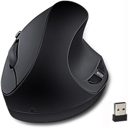 SUNGI Ergonomic Wireless Vertical 2.4GHz Optical Mouse for Right Hand,Black