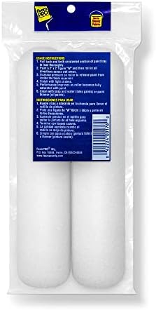 FoamPRO 176, 6” Fine Finish Foam Roller Refills (2 Pack) Foam Paint Roller Covers, Home Painting Supplies & Paint Tools, Mini Roller Refills