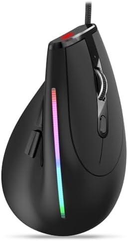 Vertical Gaming Mouse 9 Buttons – 6-Speed DPI RGB LED Optical Ergonomic Design USB Wired Mouse for Computer Black