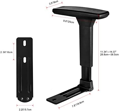 3D Adjustable T-Arms Armrest Pair Upright Bracket Replacement Parts Fits Most Office Gaming Chairs