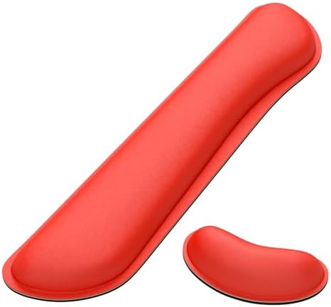 Dapesuom Enlarge Keyboard Wrist Rest, Memory Foam Wrist Cushion for Desk Mats Support, Cute Typing Pain Relief Keyboard Mouse Pad Rests Set with Non-Slip Base for Gaming Laptop Office Computer, Red