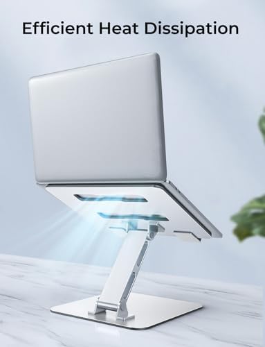Adjustable Ergonomic Laptop Stand for Desk, Foldable Computer Stand, Stable Aluminum Lectern Notebook Riser & Portable Laptop Holder Mount Compatible with 10-16" MacBook Pro/Air, Dell, HP