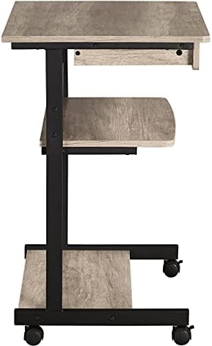 Yaheetech Tiny Mobile Computer Desk, 3-Tier Rolling Cart with Drawer, Gray