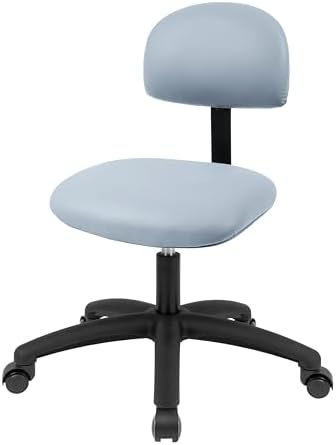 FSS Series Square seat Low (17"-22") seat Height Chair. Fabric Vinyl-for Office, Garage, Desk, Shop, Computer, Doctor, Medical, Easy to Clean! (Gray, Low, Self Braking Casters)
