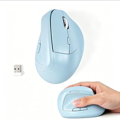 Wireless Ergonomic Vertical Mouse - Silent Clicks, Comfortable Grip & Carpal Tunnel Relief - Ideal for Office Work, Home Use & Multi-Device Compatibility (Green)