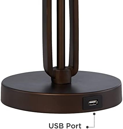 21 1/4" Bronze Brown Table Lamps Set of 2 Swing Arm with USB Charging Port