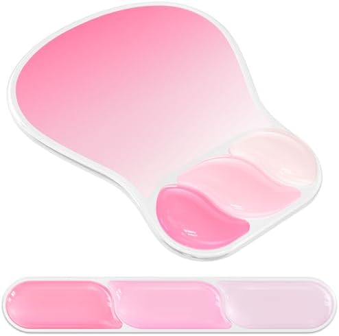 AKIT Ergonomic Mouse Pad and Keyboard Wrist Rest Set,Gel Mousepad,Rose Pink