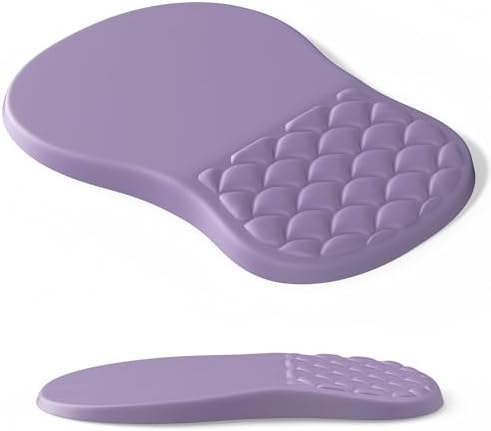 Ergonomic Mouse Pad Wrist Support with Massage Design,Classic Purple Wrist Pain Relief Mousepad with Memory Foam,Non-Slip PU Base