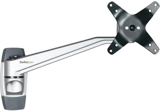 StarTech Wall Mount Monitor Arm 12in to 34in, 30.9lb/14kg, Swivel, Silver