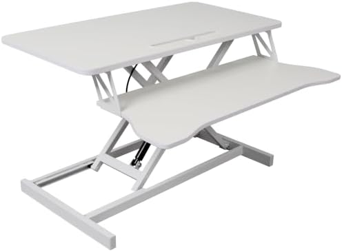 ALEVINE White Adjustable Standing Desk Converter with Keyboard Tray