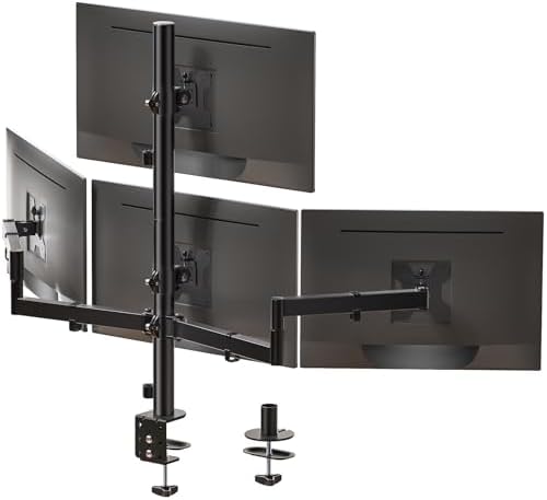 WALI Stacked 4 Monitor Mount for 13-27 inch Screens, up to 22 lbs per Arm