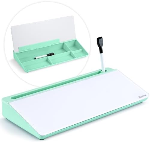 Varhomax Glass Desk Whiteboard with Storage,