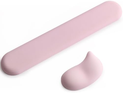 Keyboard Mouse Wrist Rest Set, Gel Ergonomic Wrist Rest for Keyboard and Mouse Non Slip Base, for Laptop, Desktop Computer, Office Desk Accessories (Pink)