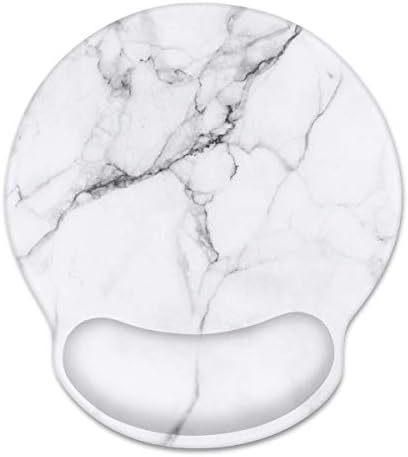 Mouse Pad with Wrist Support, Desk Decor for Office Marble Design Mouse Pad Non-Slip Rubber Base Mousepad for Desk Laptop Gaming Working Computers Laptop Easy Typing & Pain Relief, White