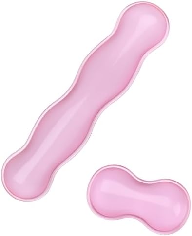 Gel Keyboard and Mouse Wrist Rest, Cute Wrist Support and Arm Support Keyboard Rest for Keyboard and Mouse Typing Pain Relief，Suitable for Office/Computer/Laptop/Gaming (Transparent Pink Set)