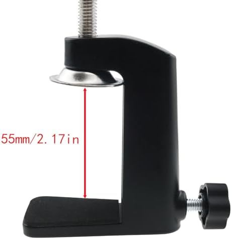 Universal C-Clamp Bracket Aluminum Alloy Adjustable Desk Lamp Holder Replacement Microphone Arm Clamp for Rotating Wall Lamps Microphone Poles Monitors Lamp Holder Installation Brackets (Black)