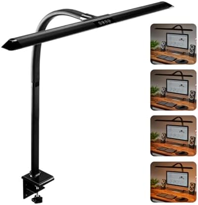 UPLIFT DESK Sliding Flex Clamp Lamp – LED Office Desk Lamp with Clamp with 6 Brightness Levels and 4 Color Temperatures, Great Work from Home and Office Accessories (Black)