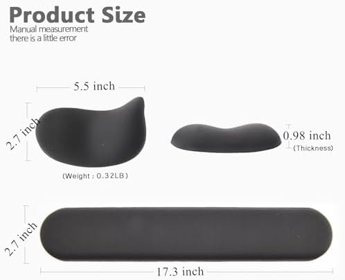 Keyboard Mouse Wrist Rest Set, Gel Ergonomic Wrist Rest for Keyboard and Mouse Non Slip Base, for Laptop, Desktop Computer, Office Desk Accessories (Black)