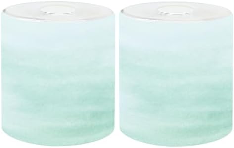 2 Pack Cylinder Glass Lamp Shade Teal Blue Ombre Watercolor Painted Covers with 1-5/8" Fitter Opening Light Fixture Replacement for Table Lamp Bathroom Vanity Light